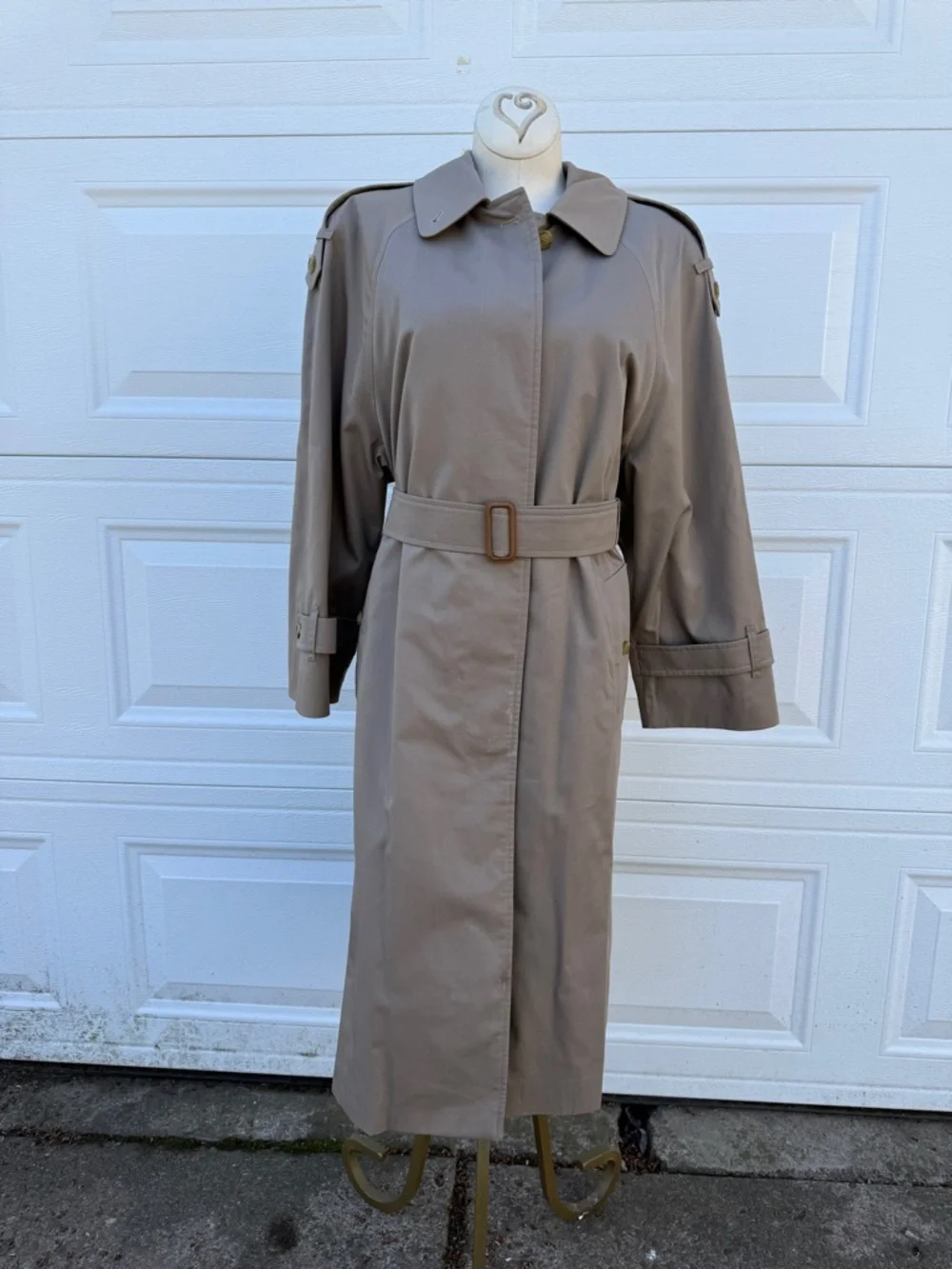 Vintage Burberrys Trench Coat Womens 10 Petite Beige Nova Check Lined Belted - Picture 6 of 14